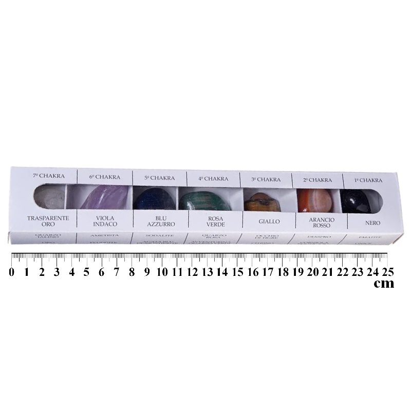 Cristalli 7 Chakra – 3cm circa – set pietre naturali burattate per trattamenti con cristalli ACCADEMIA IPPOCRATE