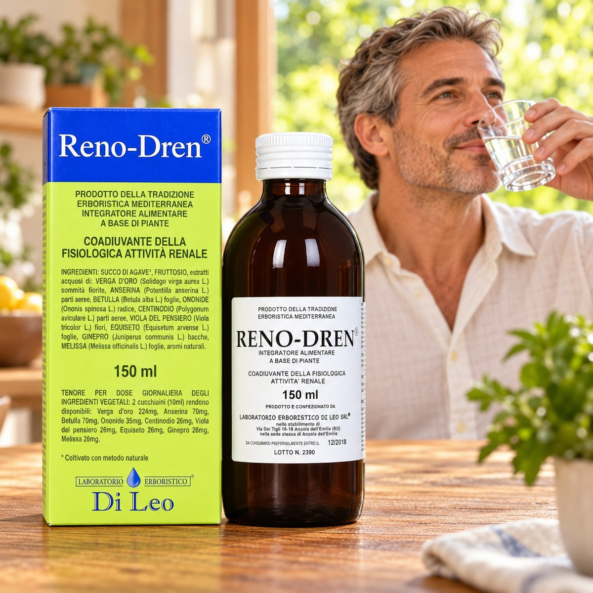 Reno-Dren® 150 ml Laboratorio Erboristico Di Leo – flacone e confezione | Erboristeria Ippocrate