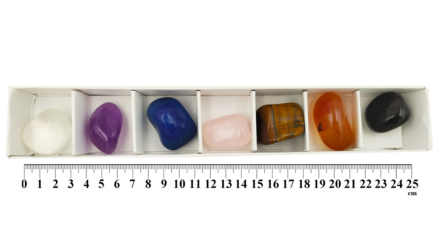 Cristalli 7 Chakra – 3cm circa – set pietre naturali burattate per trattamenti con cristalli  ACCADEMIA IPPOCRATE   