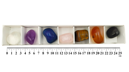 Cristalli 7 Chakra – 3cm circa – set pietre naturali burattate per trattamenti con cristalli  ACCADEMIA IPPOCRATE   