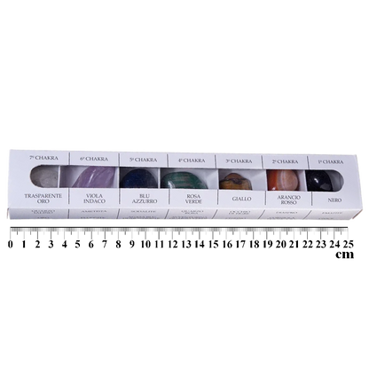 Cristalli 7 Chakra – 3cm circa – set pietre naturali burattate per trattamenti con cristalli  ACCADEMIA IPPOCRATE   