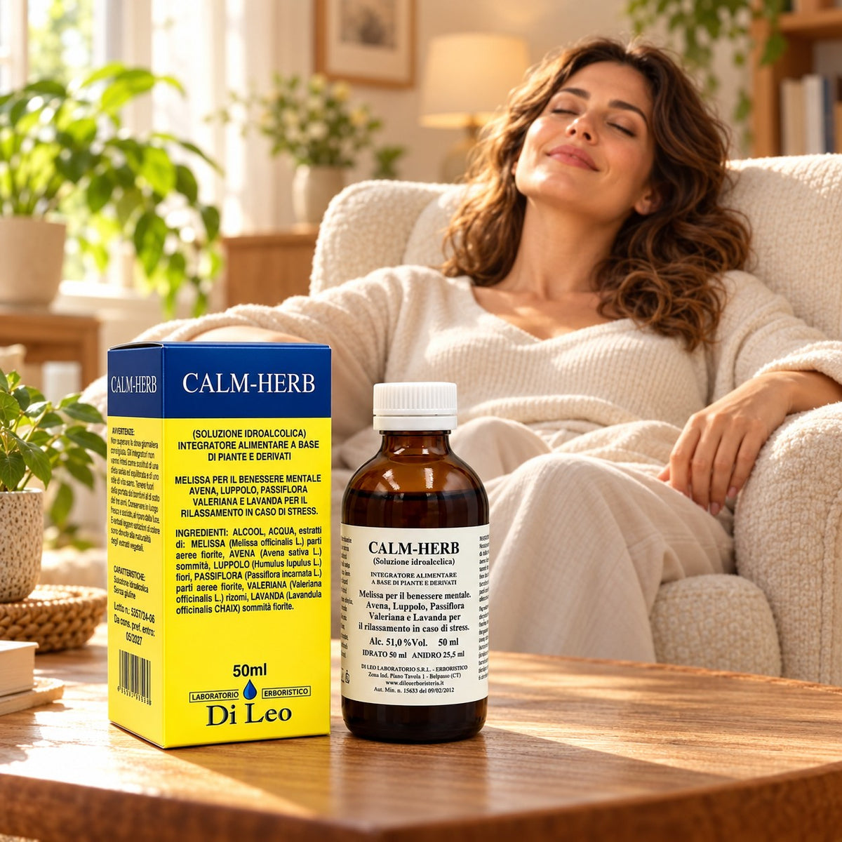 Calm-Herb 50 ml, soluzione idroalcolica di Melissa, Avena, Luppolo, Passiflora, Valeriana e Lavanda – Laboratorio Erboristico Di Leo