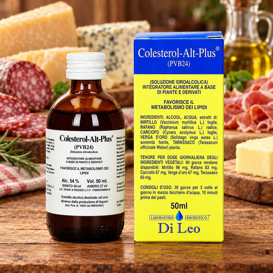Colesterol-Alt-Plus® (PVB24) 50 ml Laboratorio Erboristico Di Leo – flacone e confezione | Erboristeria Ippocrate