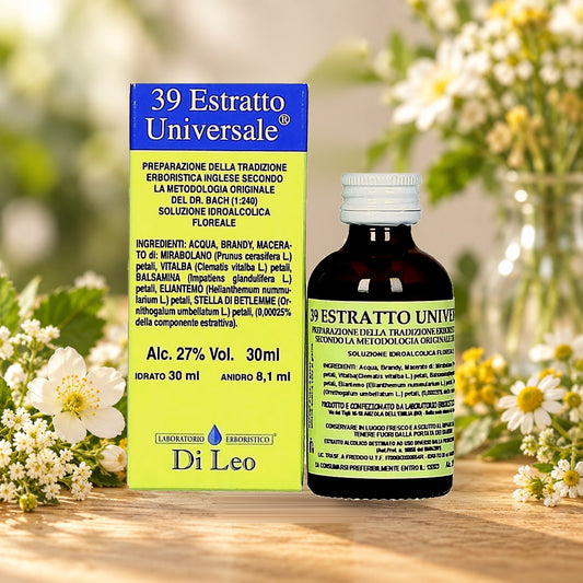 Estratto Universale 30 ml – Laboratorio Erboristico Di Leo, confezione e flacone