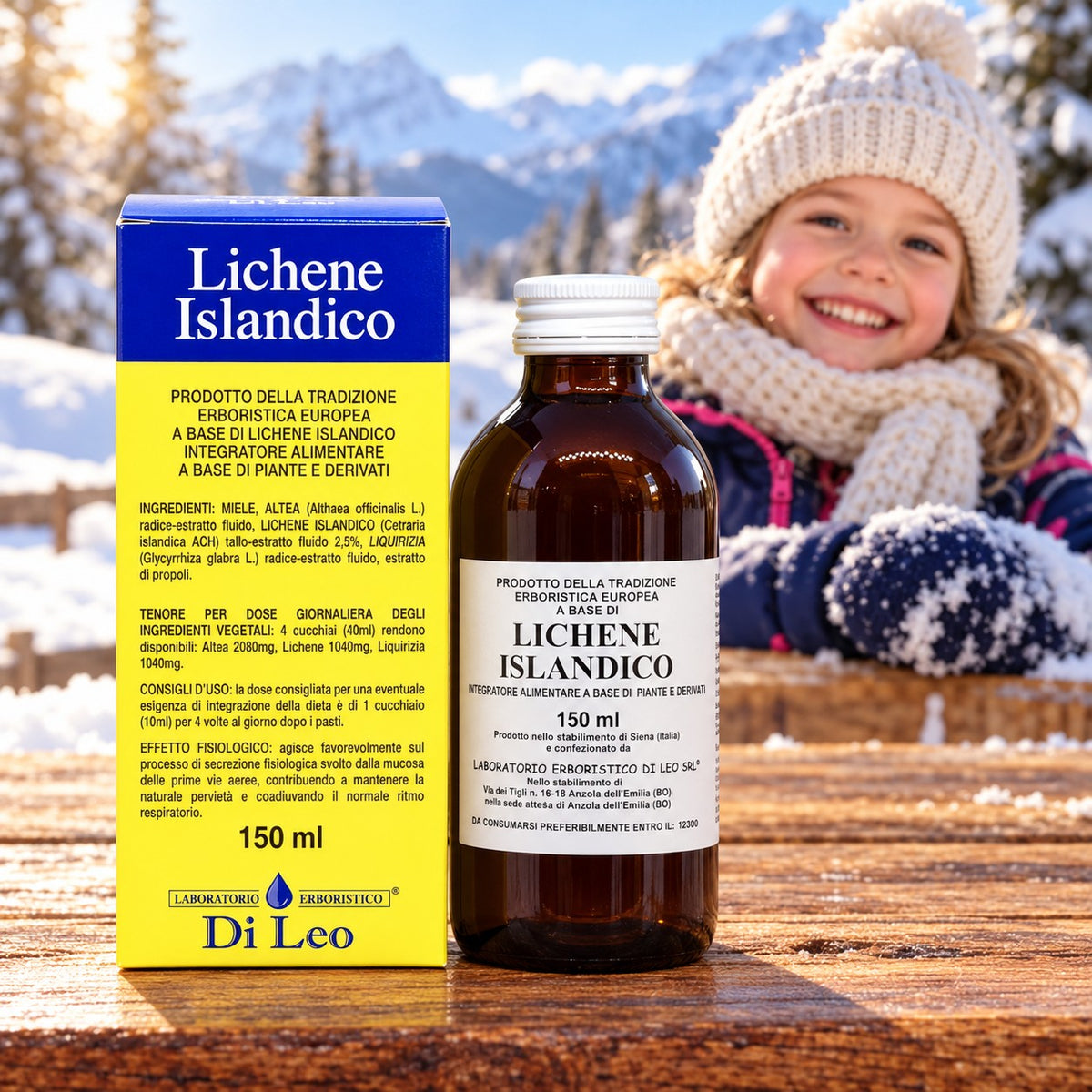 Lichene Islandico sciroppo 150 ml Laboratorio Erboristico Di Leo – flacone e confezione | Erboristeria Ippocrate