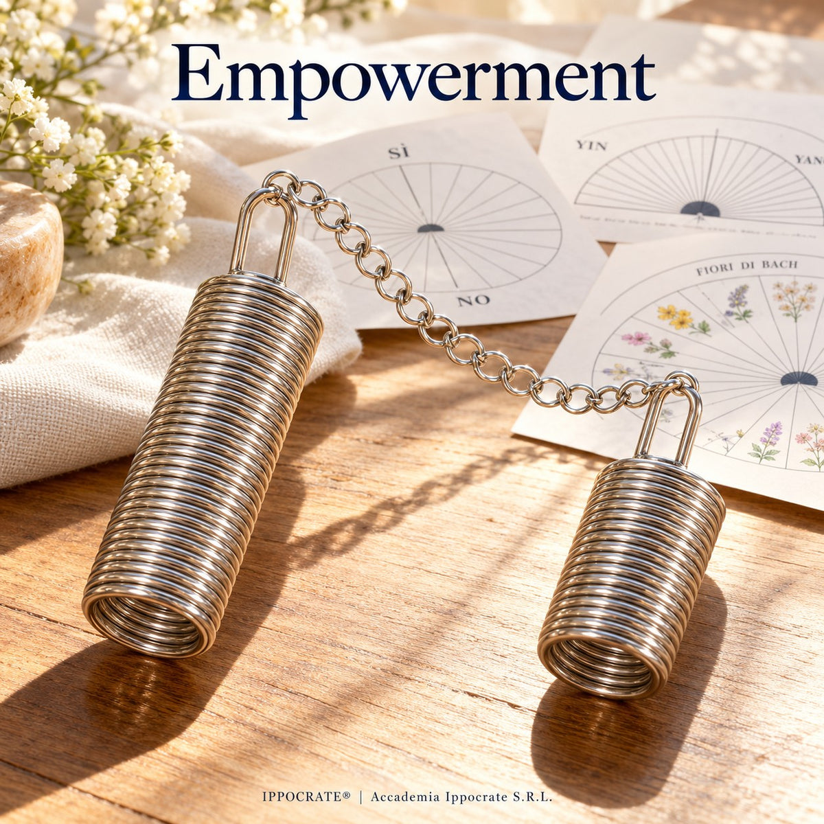 Pendolo Ptah Empowerment in rame argentato – doppia spirale | Erboristeria Ippocrate