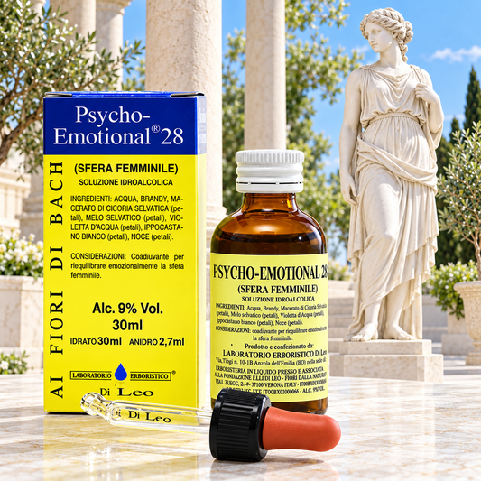 Psycho-Emotional 28 Sfera Femminile – Fiori di Bach Laboratorio Erboristico Di Leo, flacone 30 ml con astuccio