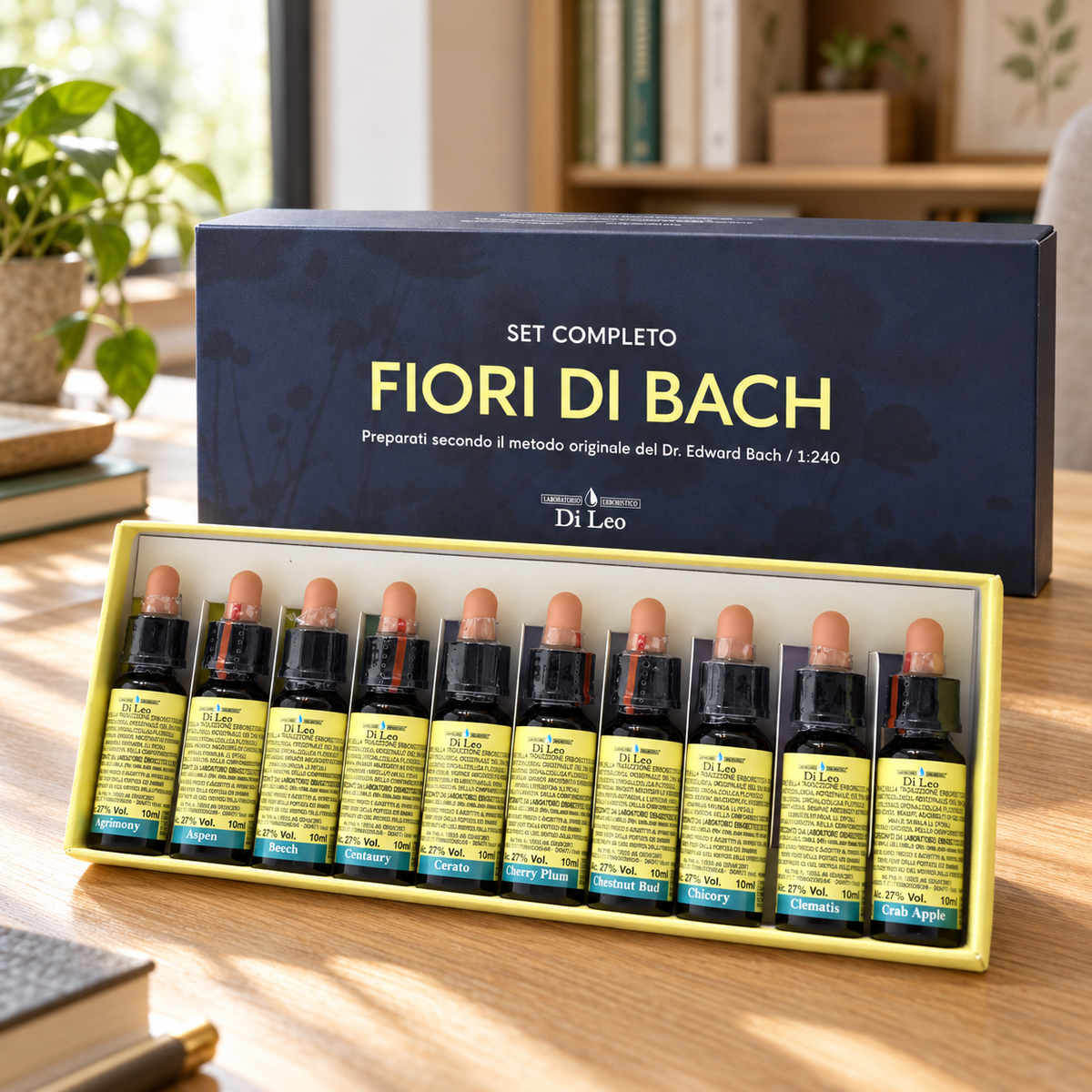 Box 1 del set Fiori di Bach Di Leo – da Agrimony a Crab Apple, flaconi da 10 ml