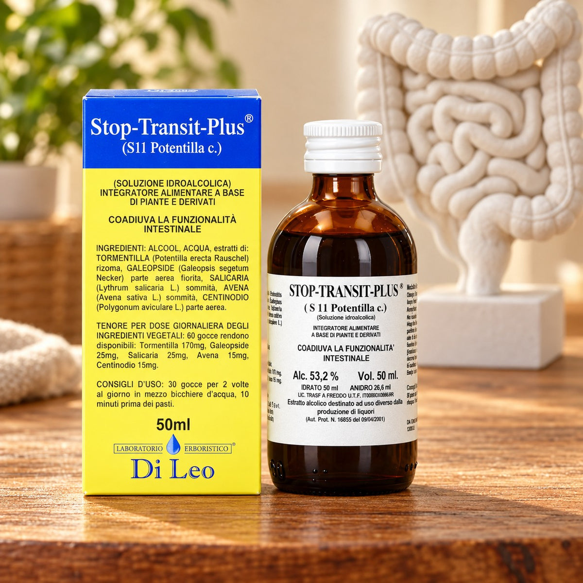 Stop-Transit-Plus® (S11 Potentilla c.) 50 ml Laboratorio Erboristico Di Leo – flacone e confezione | Erboristeria Ippocrate